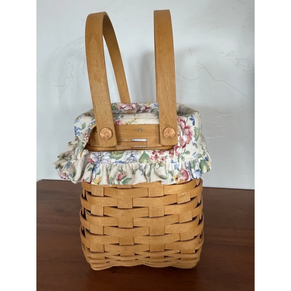 2002 Longaberger TOTE Basket Combo‎ spring floral liner & protector excellent